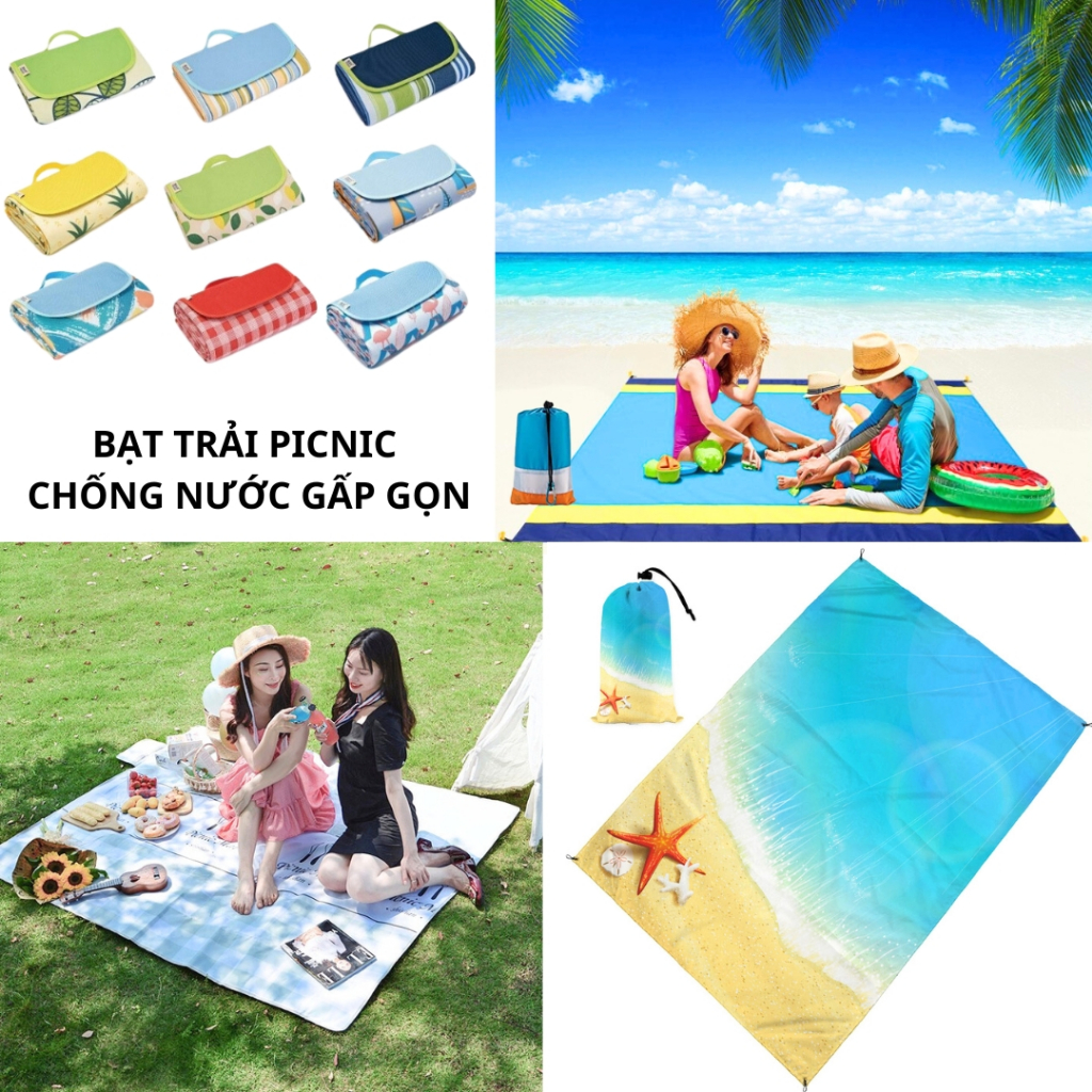 Thảm picnic chống nước gấp gọn dã ngoại du lịch
