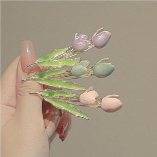 🎀 yakult 🎀Kẹp Tóc Hình Hoa Tulip Mini Bằng Kim Loại Dễ Thương Cho Nữ
