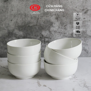 Bộ 6 và 10 bát cơm sứ Minh Châu trắng trơn 12cm - C07B6
