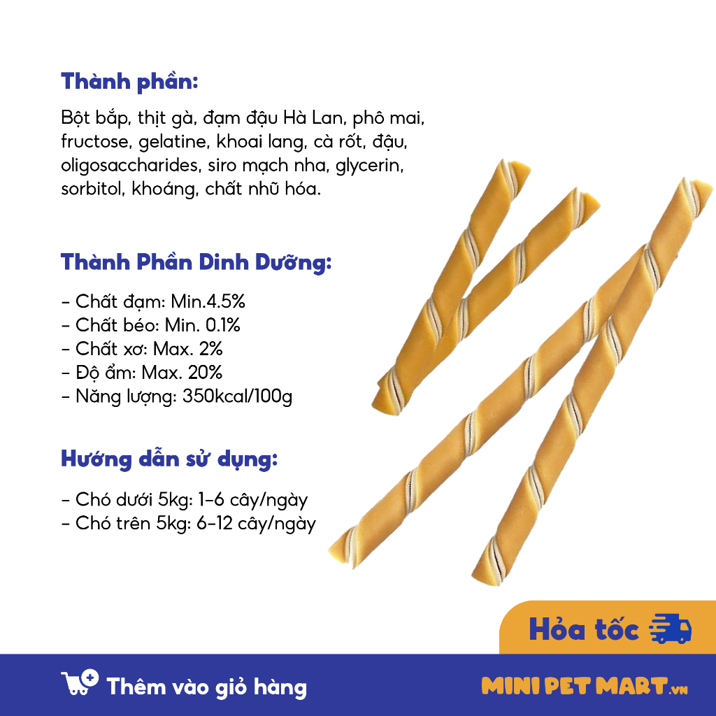 Que Gặm Vị Phô Mai DoggyMan Xương Gặm Cho Chó Bổ Sung Vitamin Gói 120g - Mini Pet Mart