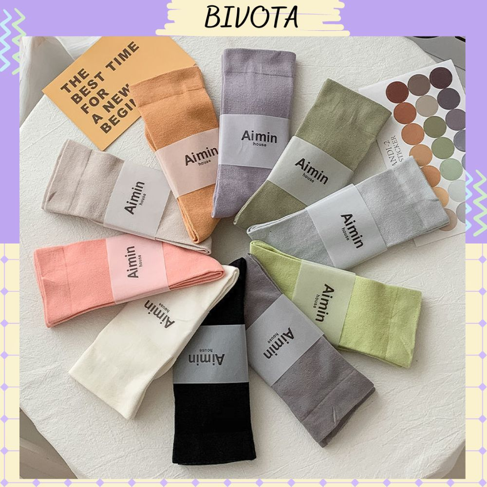 Tất cổ cao Bivota vớ cotton màu sắc đơn giản phong cách Hàn Quốc TN163