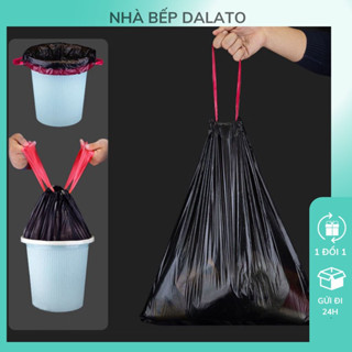 Set 100 Túi Đựng Rác Có Dây Rút, Túi Rác Có Quai Kích Thước Lớn 50x45cm, Dày Dai, Túi Nilong Đựng Rác Đồ Nhà Bếp Dalato