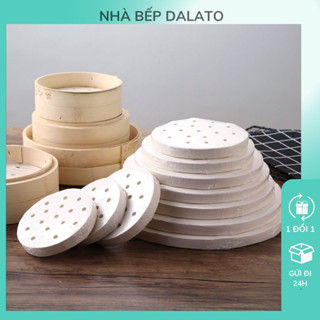 Set 500 Tờ Giấy Nến Lót Đế Bánh Bao Dimsum Xửng Hấp Đã Đục Lỗ Chống Dính Hai Mặt Cắt Sẵn Hình Tròn Đồ Nhà Bếp Dalato
