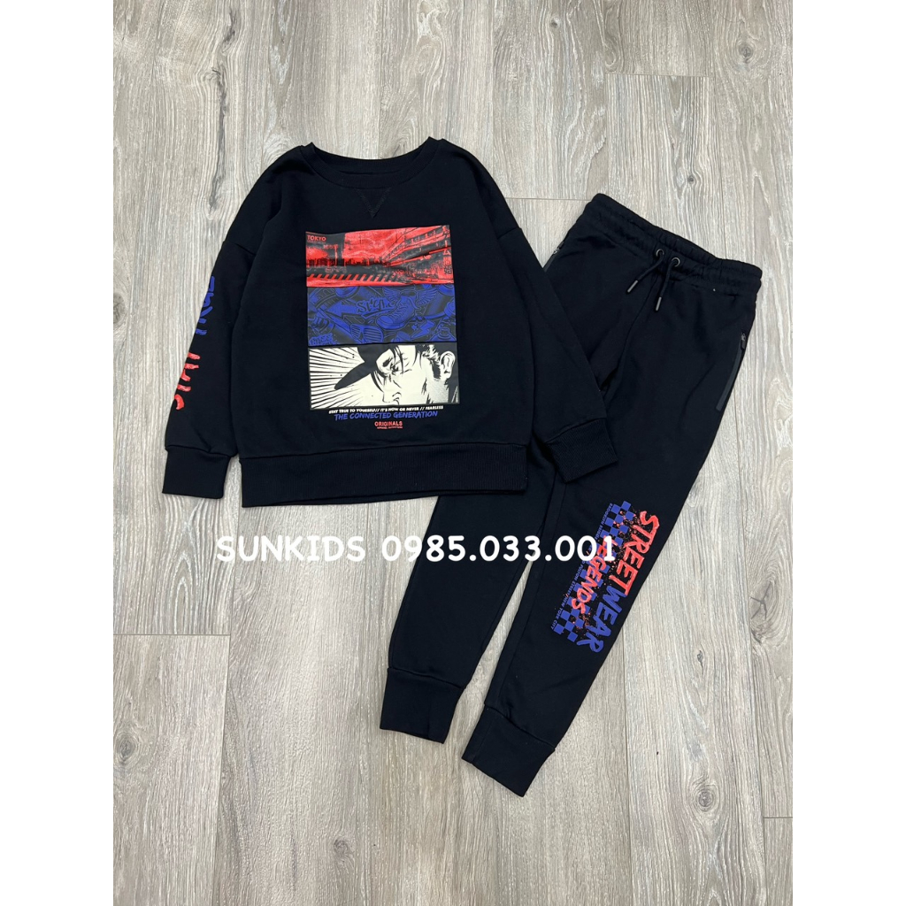 Bộ nỉ bé trai Pri  Legends xanh than