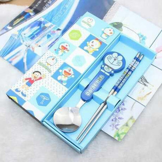 Bộ Thìa muỗn đũa Hình Gấu Doremon Kitty dễ thương cho bé tập ăn dặm