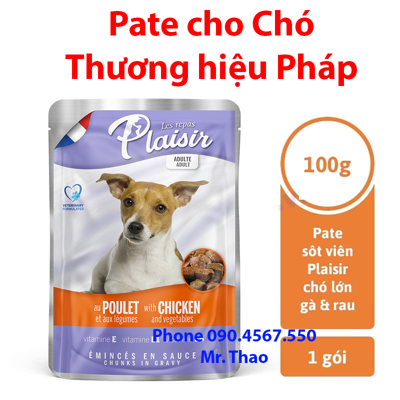 Pate PLAISIR Sốt Viên Dành Cho CHÓ Xuất Xứ Pháp Mùi Vị Thơm Ngon Bổ Dưỡng 100g