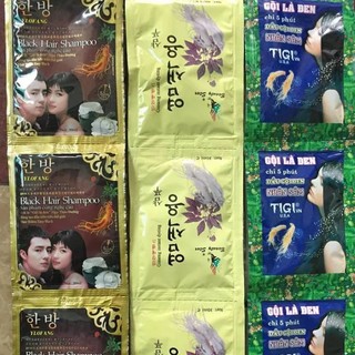 Combo 10 gói dầu gội nhuộm đen tóc, gội đen nhân sâm