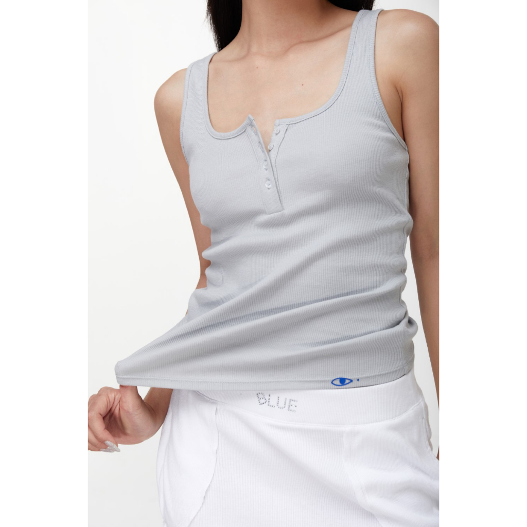 TheBlueTshirt - Áo Ba Lỗ Nữ Nút Cài Màu Xám - Icon Tank - Grey