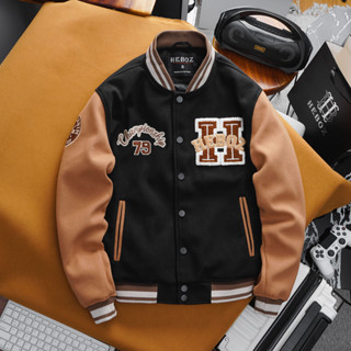 Áo khoác nam, áo bomber, jacket varsity chất vải nỉ dày cao cấp 79 Heboz 2M - 00001721