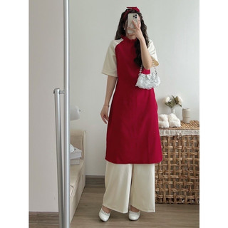SET ÁO DÀI CÁCH TÂN LỤA TÂY THI KÈM QUẦN,TURBAN SIÊU XINH DIỆN TẾT 2024