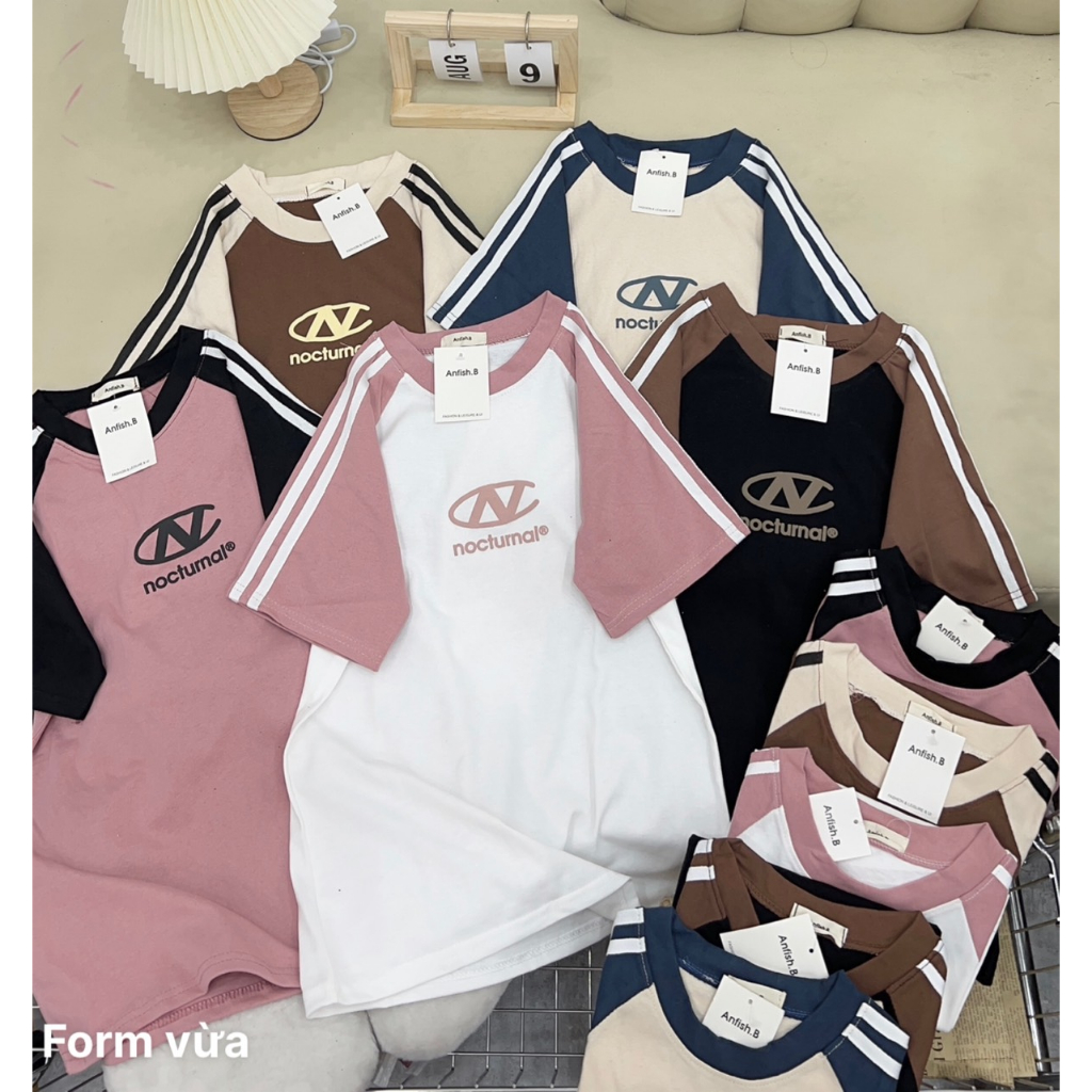 Áo Thun Phối Tay in chữ N Cotton Khô