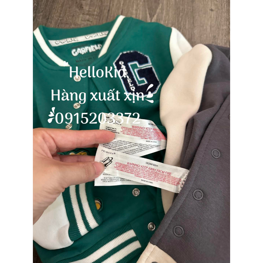 Áo khoác bomber primark size nhí hình in sau cho bé