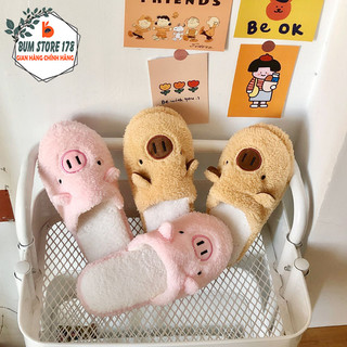 Dép Bông Họa Tiết Động Vật Cute Giúp Giữ Ấm Mang Lại Cảm Giác Dễ Chịu, Dép Lông Đi Trong Nhà Vải Bông Mềm Mại Đi Êm Chân