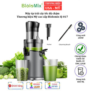 Máy Ép Chậm , Máy Ép Trái Cây Hoa Quả Tốc Độ Chậm, Kiệt Nước Thương hiệu USA Mỹ Biolomix MÃ SJ-017