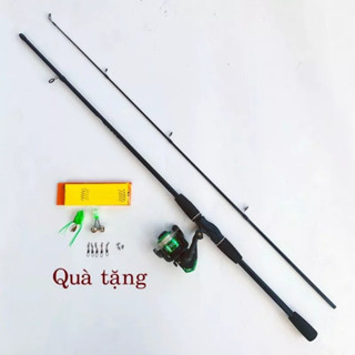 Combo Bộ cần câu lure máy đứng Sói Vương carbon rỗng + Máy 200 cuốn sẵn cước
