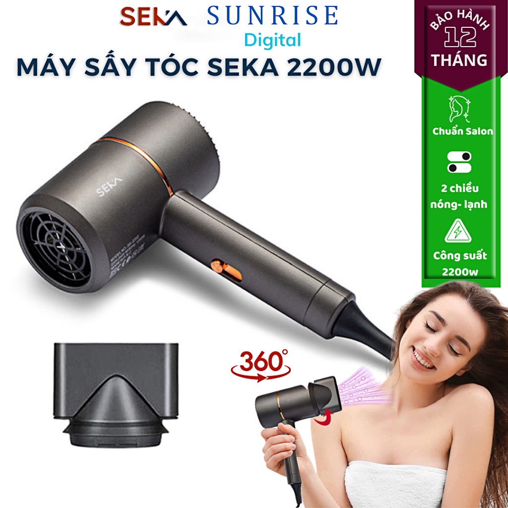 Máy sấy tóc mini tạo kiểu, máy sấy tóc 2 chế độ cao cấp chính hãng SEKA-Bảo hành 12 tháng Sunrise Digital