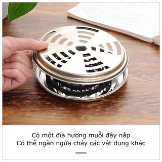 Hộp đựng nhang muỗi bằng thép không gỉ, khay đựng nhang muỗi có nắp đậy an toàn