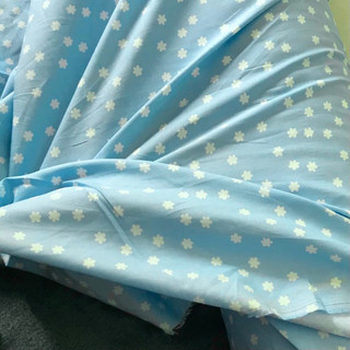 Vải thô lụa xanh hoa nhí, khổ vải 1m48 - chất mềm mát, mịn, không co giãn - may đồ bộ, đồ trẻ em