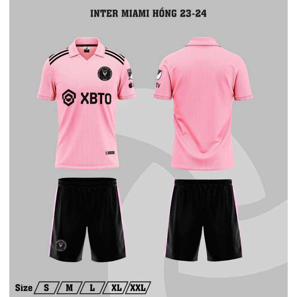Áo Bóng Đá CLB Miami Hồng, Miami đen có in tên số theo yêu cầu của bạn.