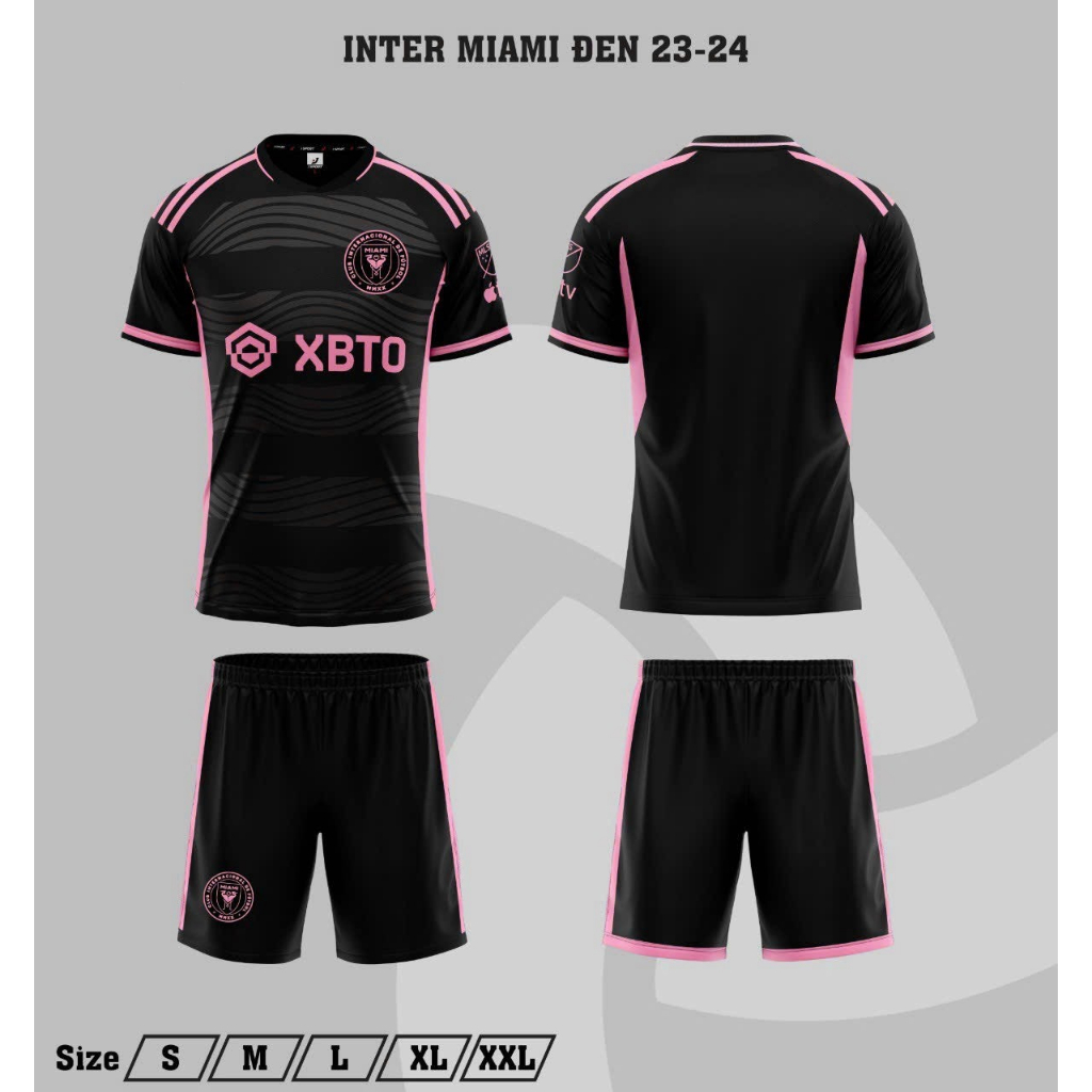 Áo Bóng Đá CLB Miami Hồng, Miami đen có in tên số theo yêu cầu của bạn.