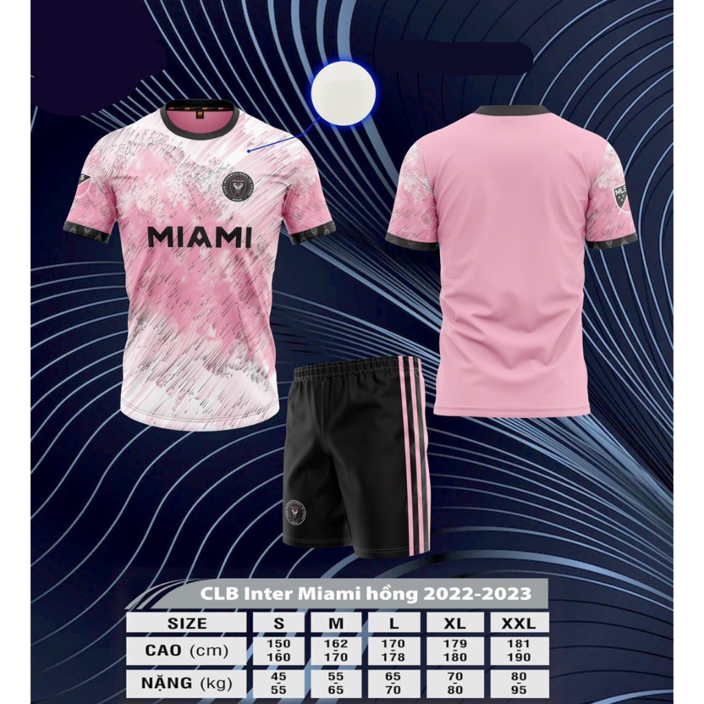 Áo Bóng Đá CLB Miami Hồng, Miami đen có in tên số theo yêu cầu của bạn.