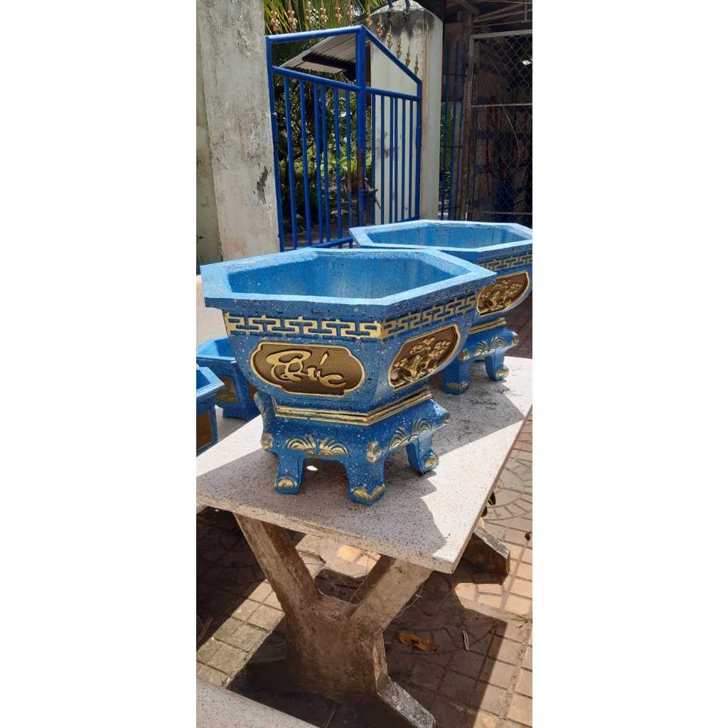 Khuôn Đúc Chậu Lục Giác 45 cm thân bầu Cao 22 cm + Chân Đôn Quỳ   Cao 16 Cm. Khuôn Đúc Chậu Cảnh Nhựa ABS cao cấp