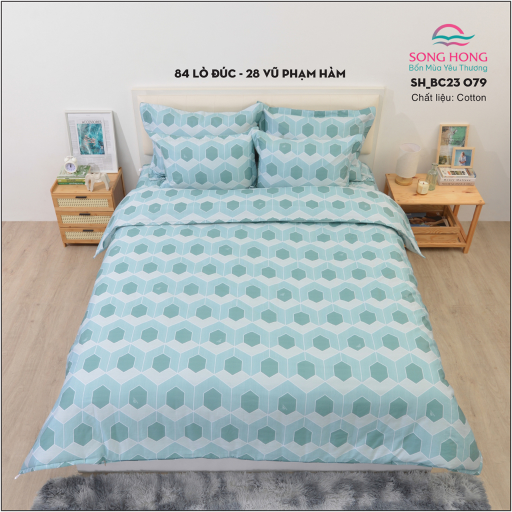 Bộ ga chun KC 1m8*2m - Chất cotton - Sông Hồng chính hãng.