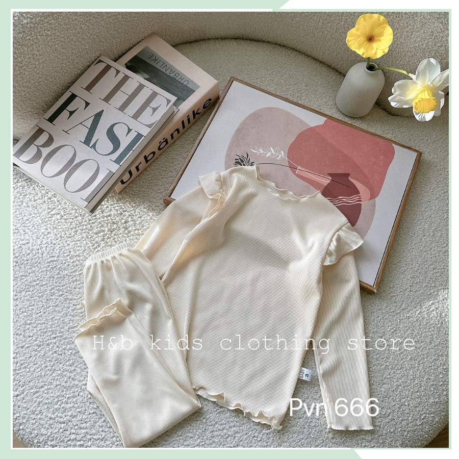 Quần áo cho bé, đồ bộ bé gái, bộ ngủ chất tăm co giãn vai bèo BBG98