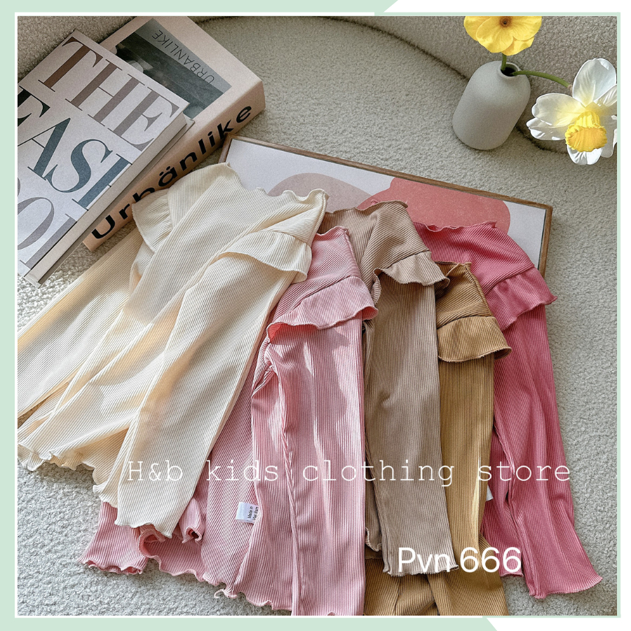 Quần áo cho bé, đồ bộ bé gái, bộ ngủ chất tăm co giãn vai bèo BBG98