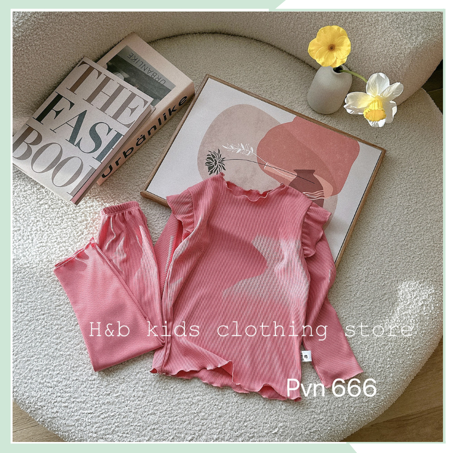 Quần áo cho bé, đồ bộ bé gái, bộ ngủ chất tăm co giãn vai bèo BBG98