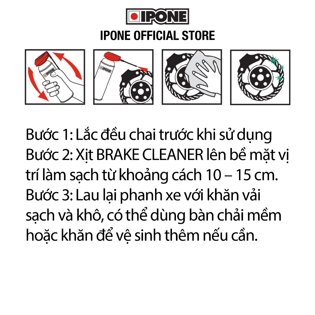 Chai xịt vệ sinh phanh/thắng tẩy rửa dầu mỡ siêu sạch Ipone Brake Cleaner (750ml)