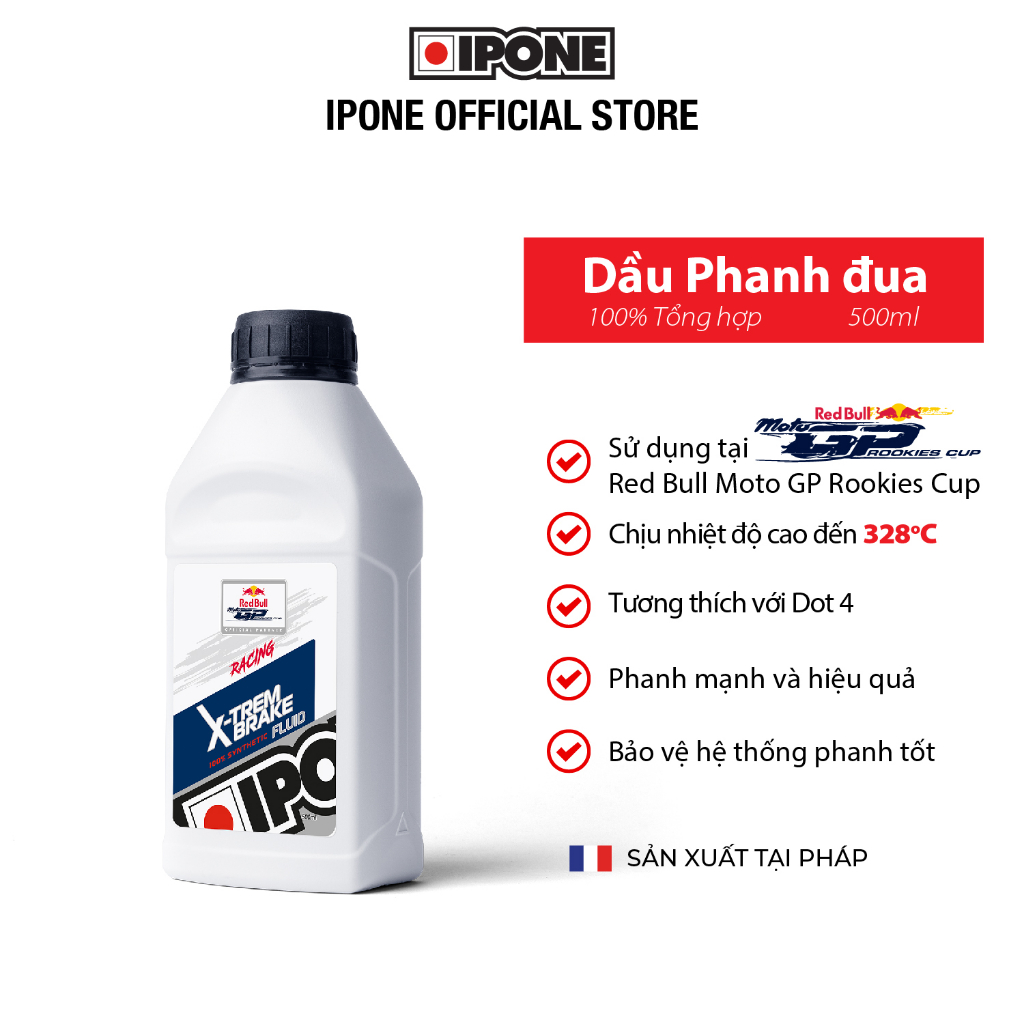 Dầu phanh/thắng xe đua 100% tổng hợp Ipone X-trem Brake Fluid (500ml)