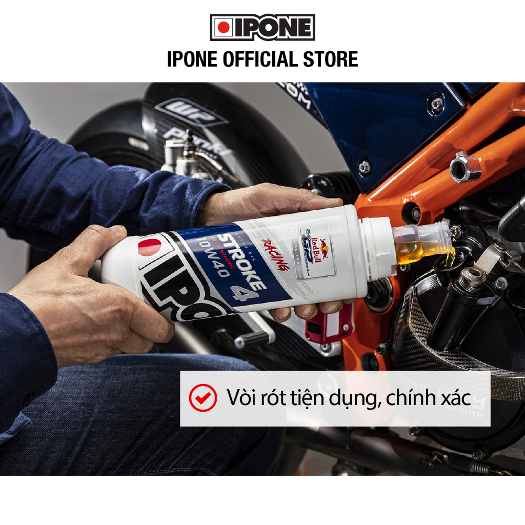 Nhớt xe đua 4 thì 100% tổng hợp có Ester Ipone Stroke 4 Racing (1L)