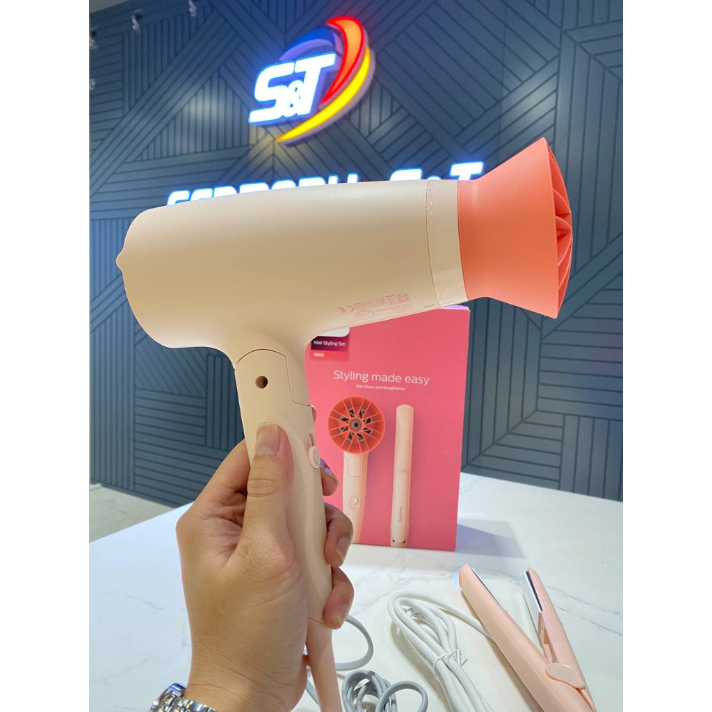 Bộ máy sấy tóc và ép tóc Philips Series 3000 BHP398/00 công suất 1600W nội địa Đức GermanySnT 210057