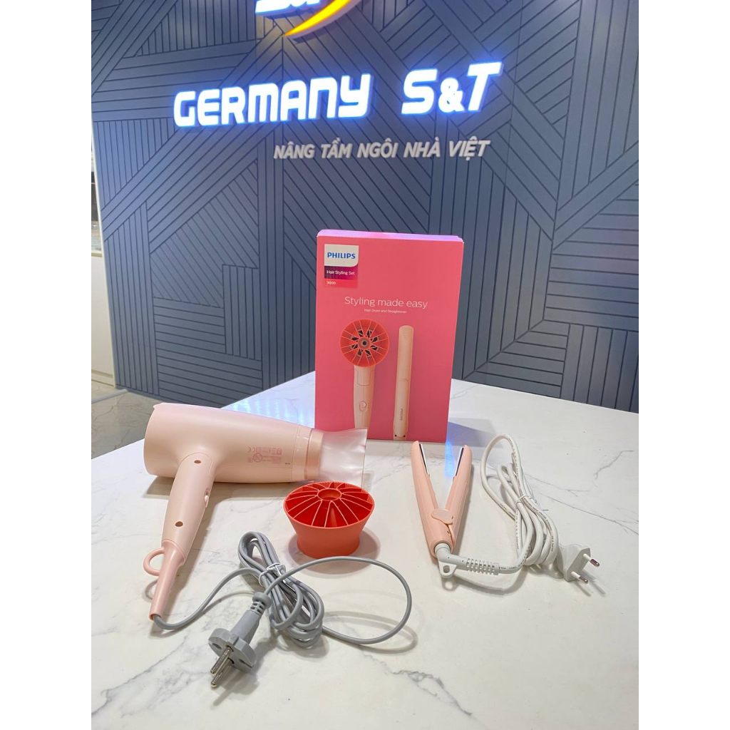 Bộ máy sấy tóc và ép tóc Philips Series 3000 BHP398/00 công suất 1600W nội địa Đức GermanySnT 210057