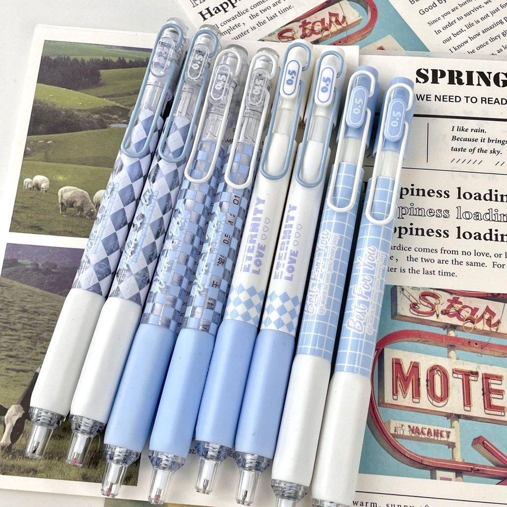 Set 4 bút gel MURA white blue Eternity love mực đen chính hãng- ngòi 0.5mm