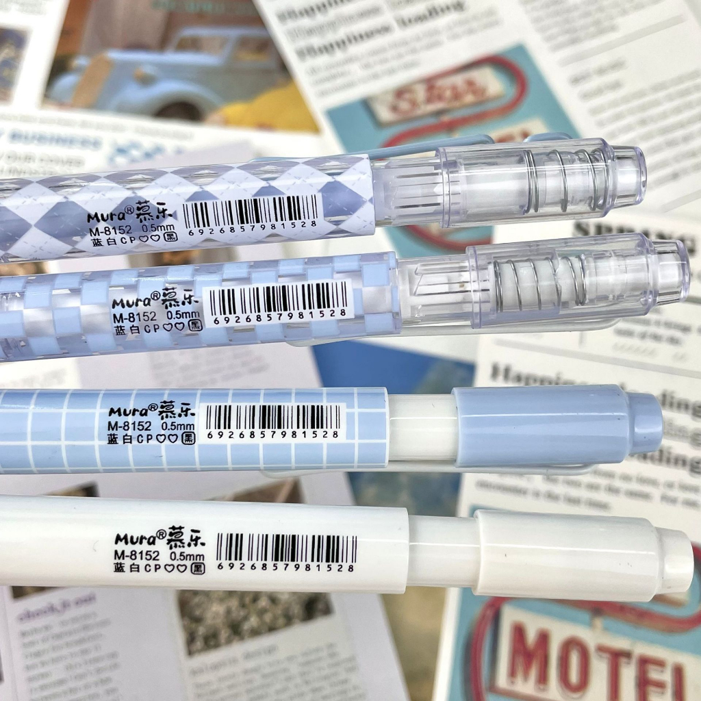 Set 4 bút gel MURA white blue Eternity love mực đen chính hãng- ngòi 0.5mm