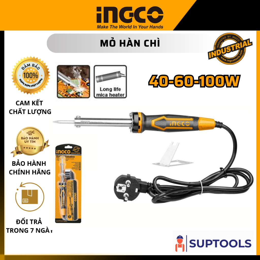 Mỏ hàn chì đầu thẳng nhọn 40W-100W INGCO SI0248 - SI0268 - SI00108 Mỏ hàn điện làm nóng cực nhanh [Đồ nghề chính hãng]