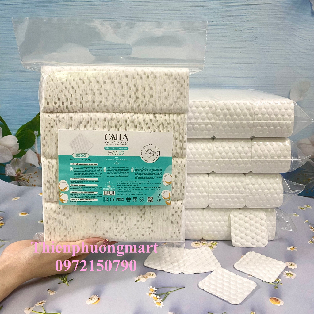 Bông Tẩy Trang Merilynn Hạt massage CALLA gói 500g - Chính hãng Bông bạch Tuyết