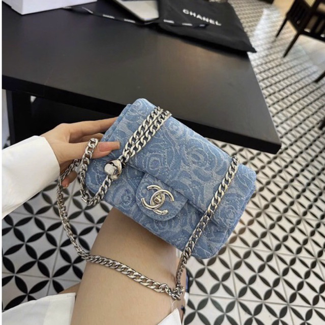 Túi đeo chéo Classic xanh Jean hoa tra