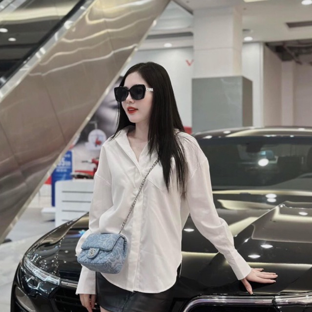 Túi đeo chéo Classic xanh Jean hoa tra