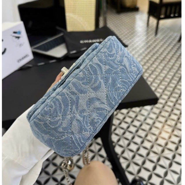 Túi đeo chéo Classic xanh Jean hoa tra