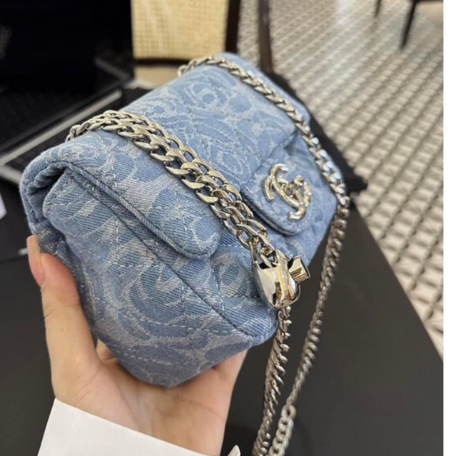 Túi đeo chéo Classic xanh Jean hoa tra