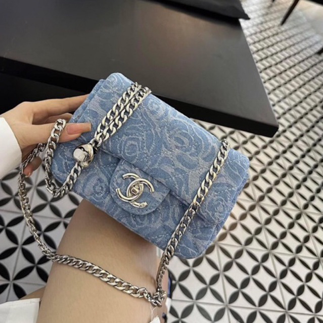 Túi đeo chéo Classic xanh Jean hoa tra