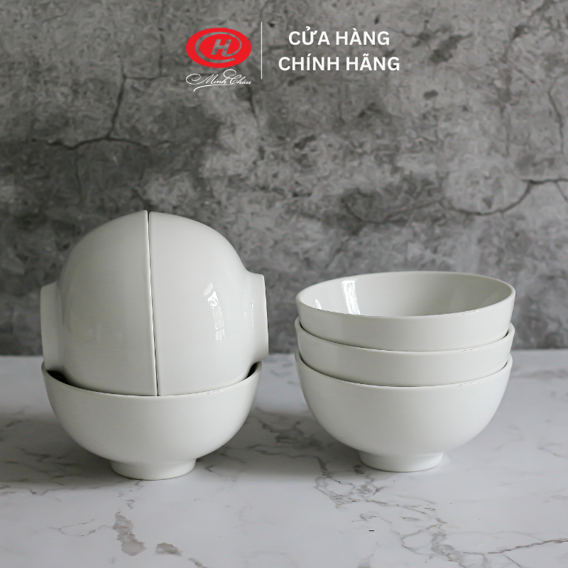 Bộ bát đĩa 16 món cỡ vừa sứ Minh Châu trắng trơn - BO16CV