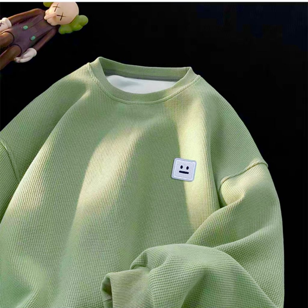 Áo sweater nam nữ form rộng thêu hình mặt cười, áo tay dài chất tổ ong dày dặn-PROTEX Unisex local brand