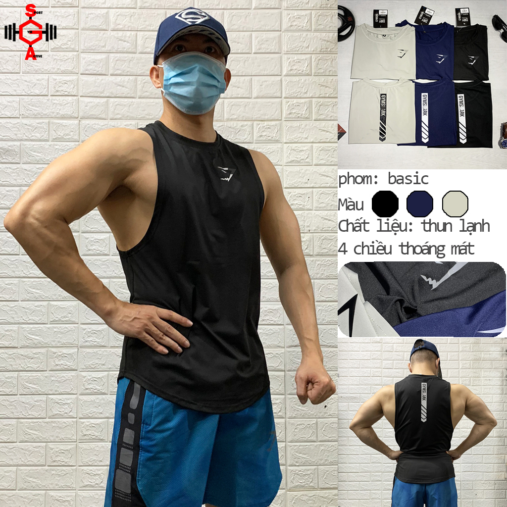 Áo tank top nam tập gym áo ba lỗ thể thao thoáng mát tank Gym chất thun lạnh 4 chiều