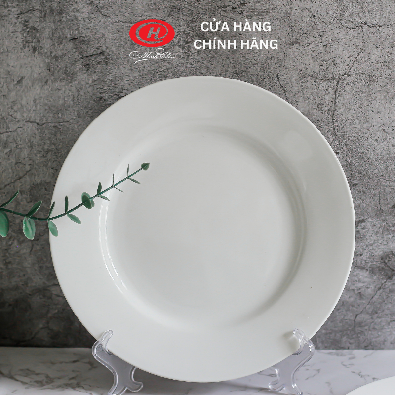 Bộ bát đĩa 16 món cỡ vừa sứ Minh Châu trắng trơn - BO16CV