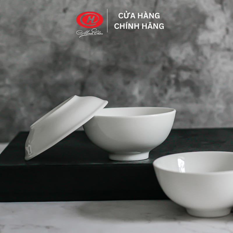 Bộ bát đĩa 16 món cỡ vừa sứ Minh Châu trắng trơn - BO16CV