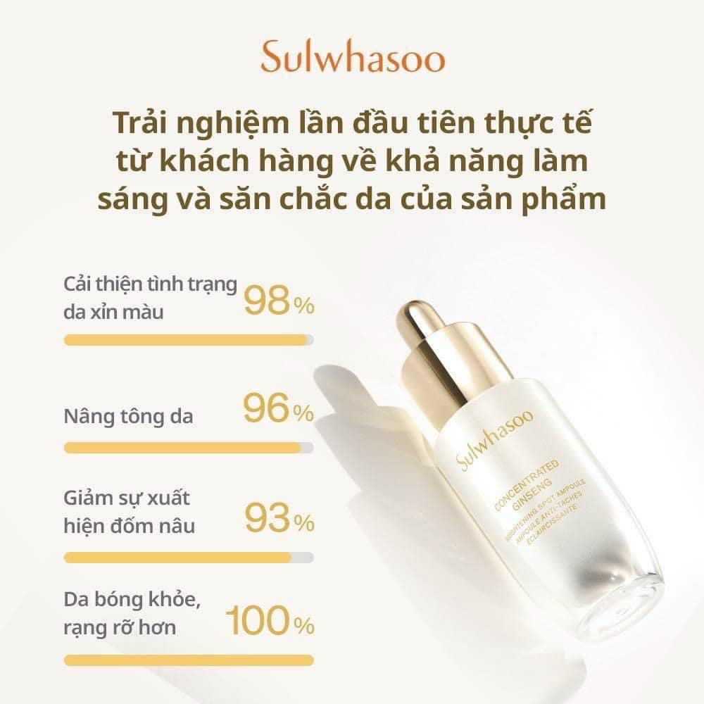 Gói Tinh chất mờ thâm nám sạm da làm trắng da nhân sâm Sulwhasoo 𝗖𝗼𝗻𝗰𝗲𝗻𝘁𝗿𝗮𝘁𝗲𝗱 𝗚𝗶𝗻𝘀𝗲𝗻𝗴 𝗕𝗿𝗶𝗴𝗵𝘁𝗲𝗻𝗶𝗻𝗴 𝘀𝗽𝗼𝘁 𝗮𝗺𝗽𝗼𝘂𝗹𝗲
